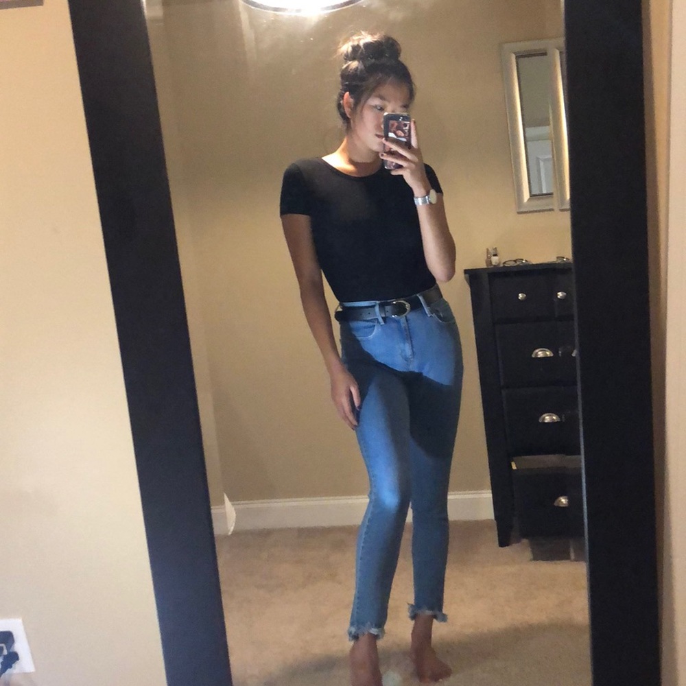 FOREVER21 Black T-shirt bodysuit